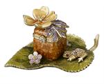 Jay Strongwater Frog with Dogwood Box on Leaf