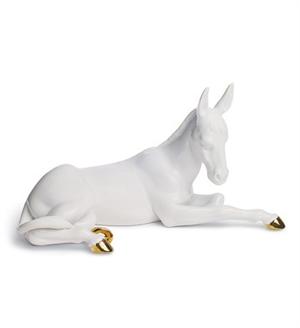 Donkey Nativity Figurine. Golden Lustre