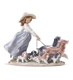 Puppy Parade Girl with Dogs Figurine