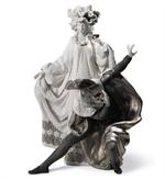 Venetian Carnival Couple Sculpture. Limited Edition. Silver Lustre