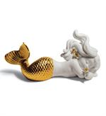 Day Dreaming at Sea Mermaid Figurine. Golden Lustre