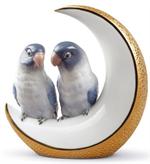  Lladro - Fly Me to The Moon Birds Figurine. Golden Lustre