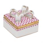 Herend - Box W/bow, Multicolor / Raspberry