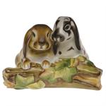 Herend Bunny Love - Natural w/bisque finish