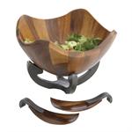  Nambe - Anvil Scroll Salad Bowl with Servers